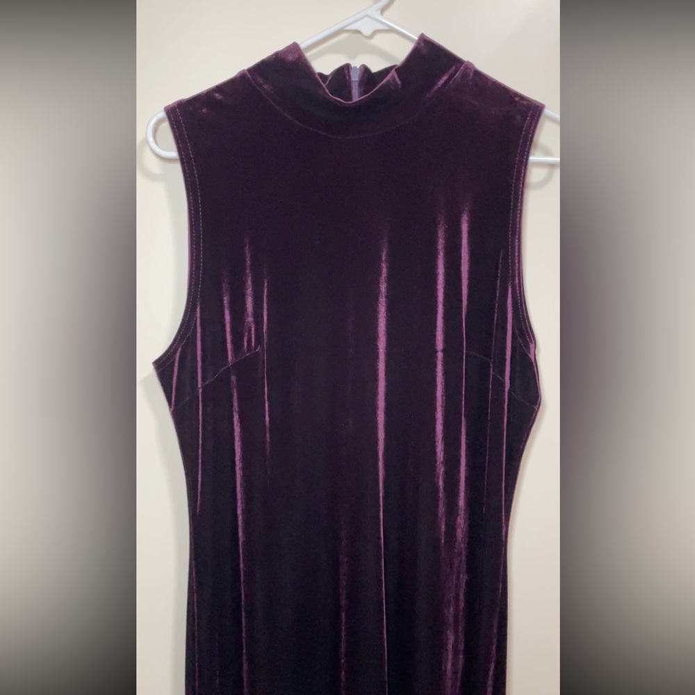 Vintage 90s Velvet Plum Purple Ronni Nicole Sleeveless Dress sz 14 Prom Wedding